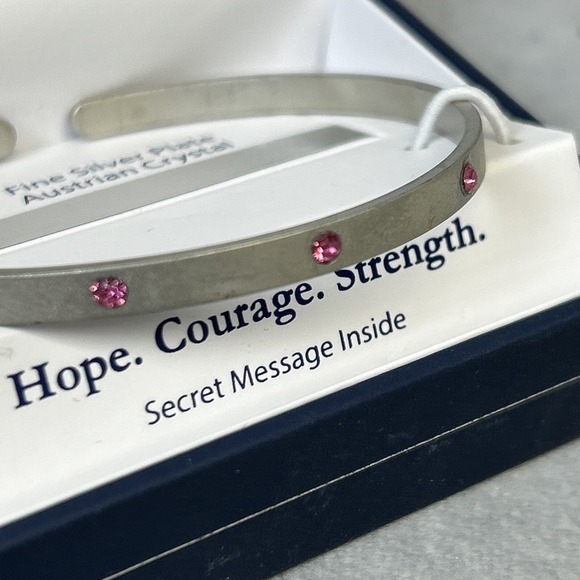 Belk Silverworks Silver Bangle Bracelet Austrian Crystal Jewelry Hope Courage - Picture 4 of 11